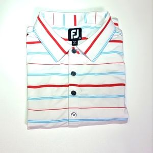 COPY - FootJoy Golf | White w/Red and Lt. Blue thin stripes | 2XL
